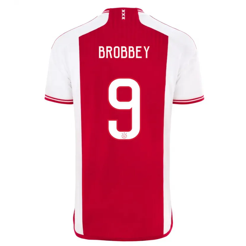 Danxen Niño Camiseta Brian Brobbey #9 Rojo Blanco 1ª Equipación 2023/24 La Camisa