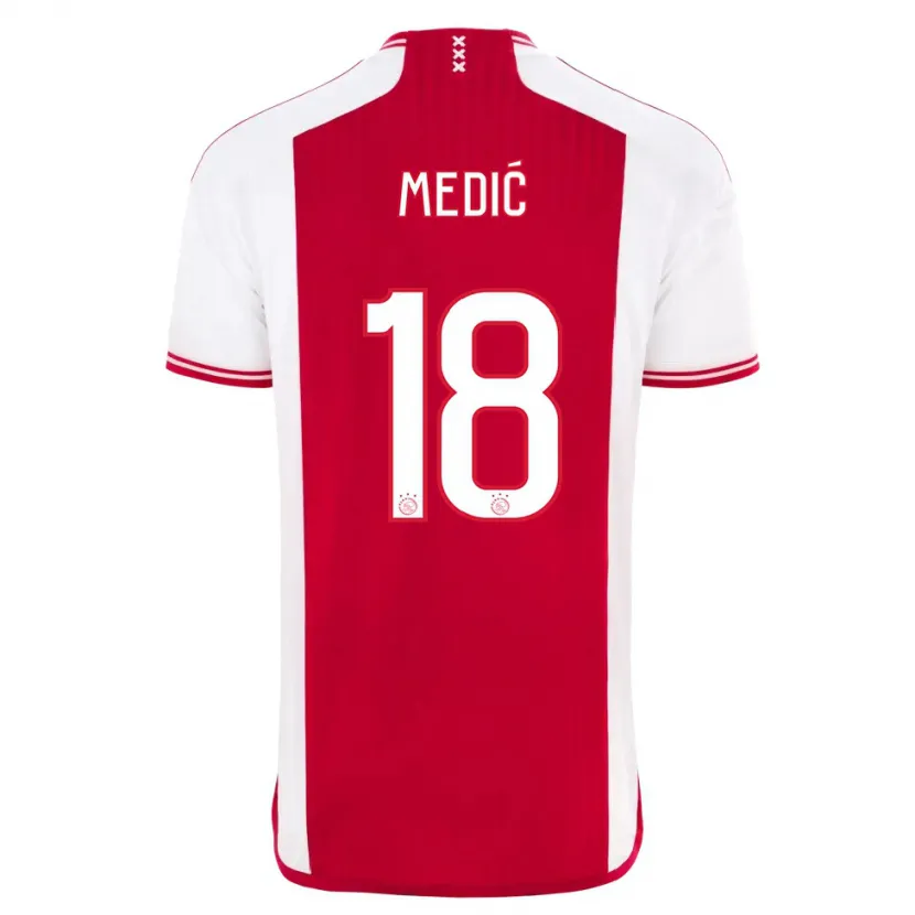 Danxen Niño Camiseta Jakov Medic #18 Rojo Blanco 1ª Equipación 2023/24 La Camisa