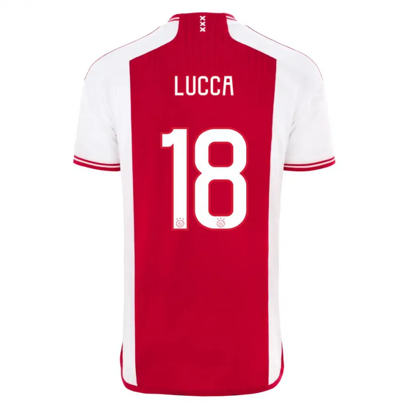 Danxen Niño Camiseta Lorenzo Lucca #18 Rojo Blanco 1ª Equipación 2023/24 La Camisa