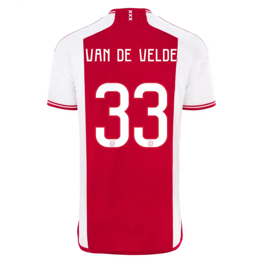 Danxen Niño Camiseta Jonna Van De Velde #33 Rojo Blanco 1ª Equipación 2023/24 La Camisa