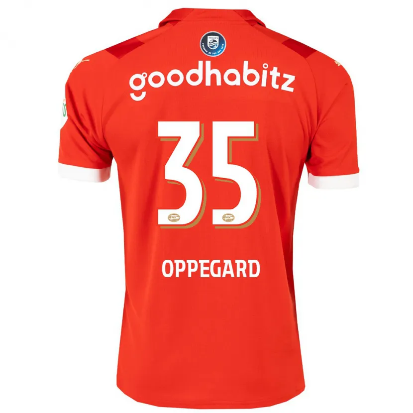 Danxen Niño Camiseta Fredrik Oppegard #35 Rojo 1ª Equipación 2023/24 La Camisa