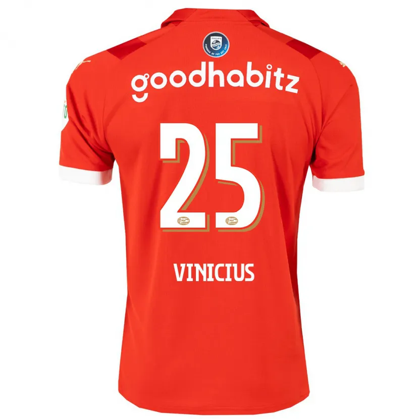 Danxen Niño Camiseta Carlos Vinicius #25 Rojo 1ª Equipación 2023/24 La Camisa