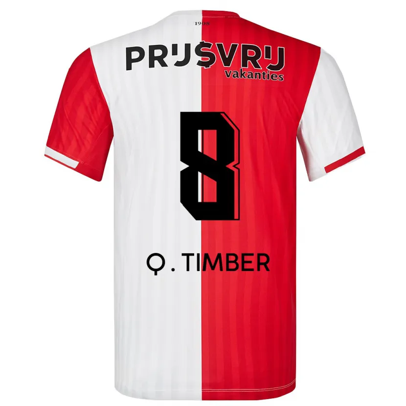 Danxen Niño Camiseta Quinten Timber #8 Rojo Blanco 1ª Equipación 2023/24 La Camisa