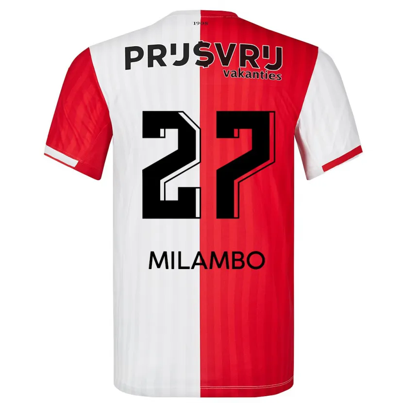 Danxen Niño Camiseta Antoni Milambo #27 Rojo Blanco 1ª Equipación 2023/24 La Camisa