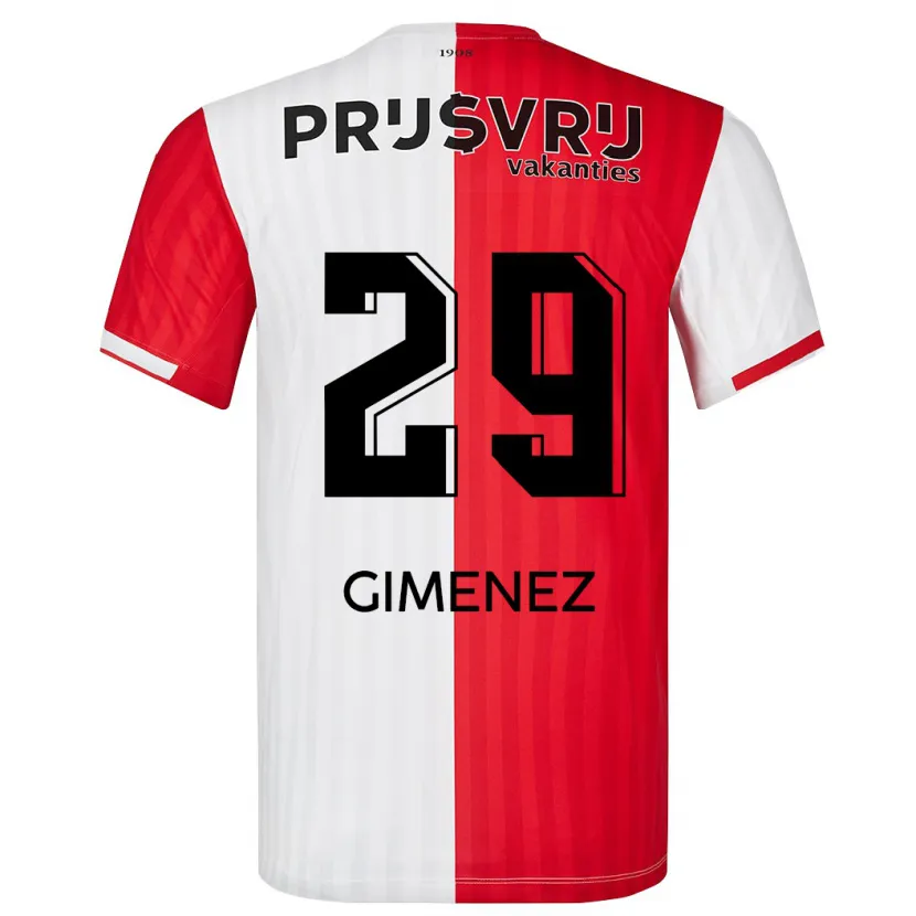 Danxen Niño Camiseta Santiago Gimenez #29 Rojo Blanco 1ª Equipación 2023/24 La Camisa