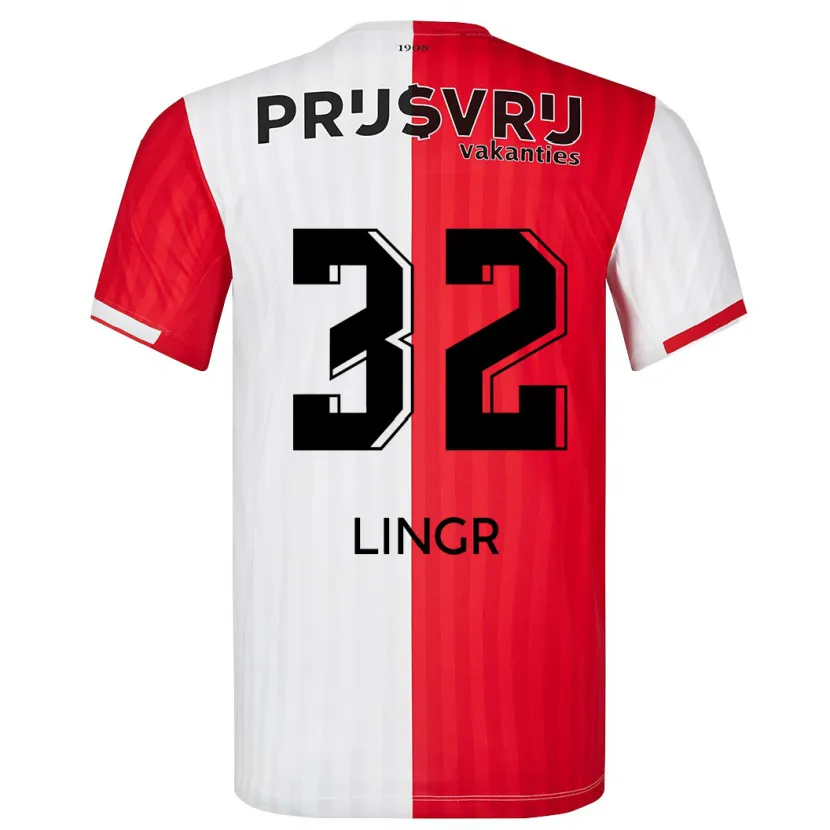 Danxen Niño Camiseta Ondrej Lingr #32 Rojo Blanco 1ª Equipación 2023/24 La Camisa