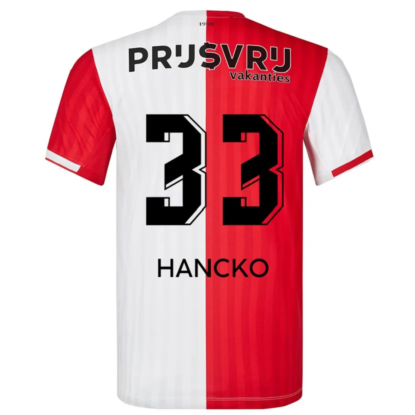 Danxen Niño Camiseta David Hancko #33 Rojo Blanco 1ª Equipación 2023/24 La Camisa