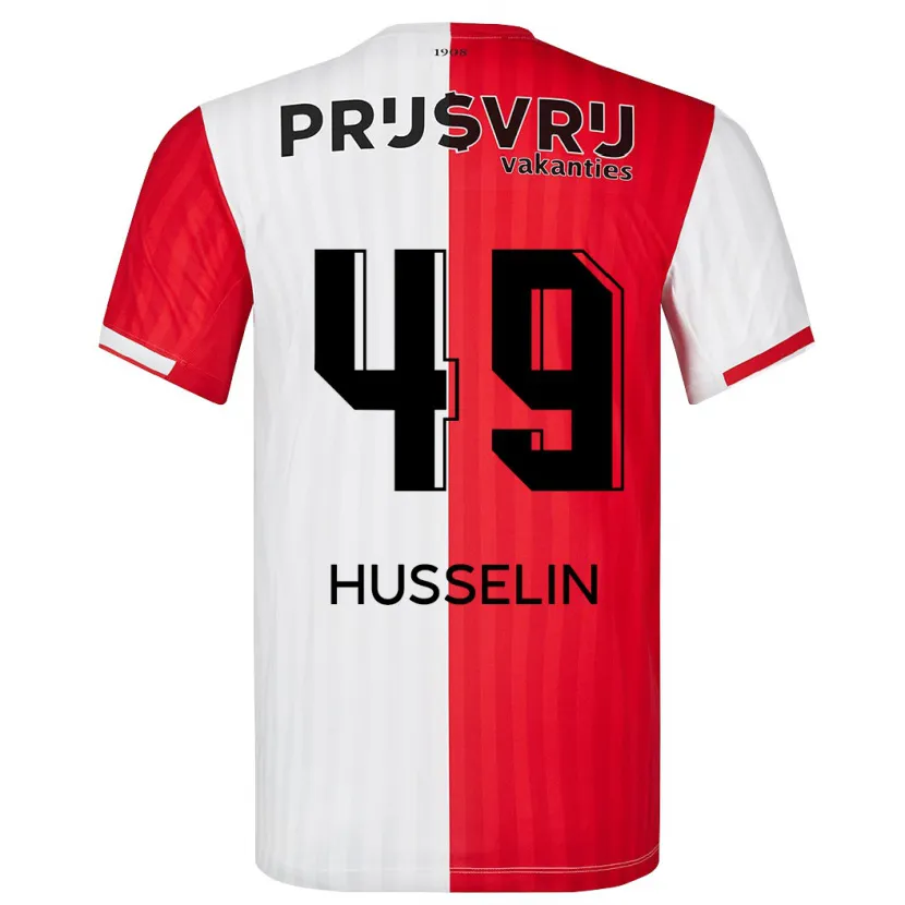 Danxen Niño Camiseta Matéo Husselin #49 Rojo Blanco 1ª Equipación 2023/24 La Camisa