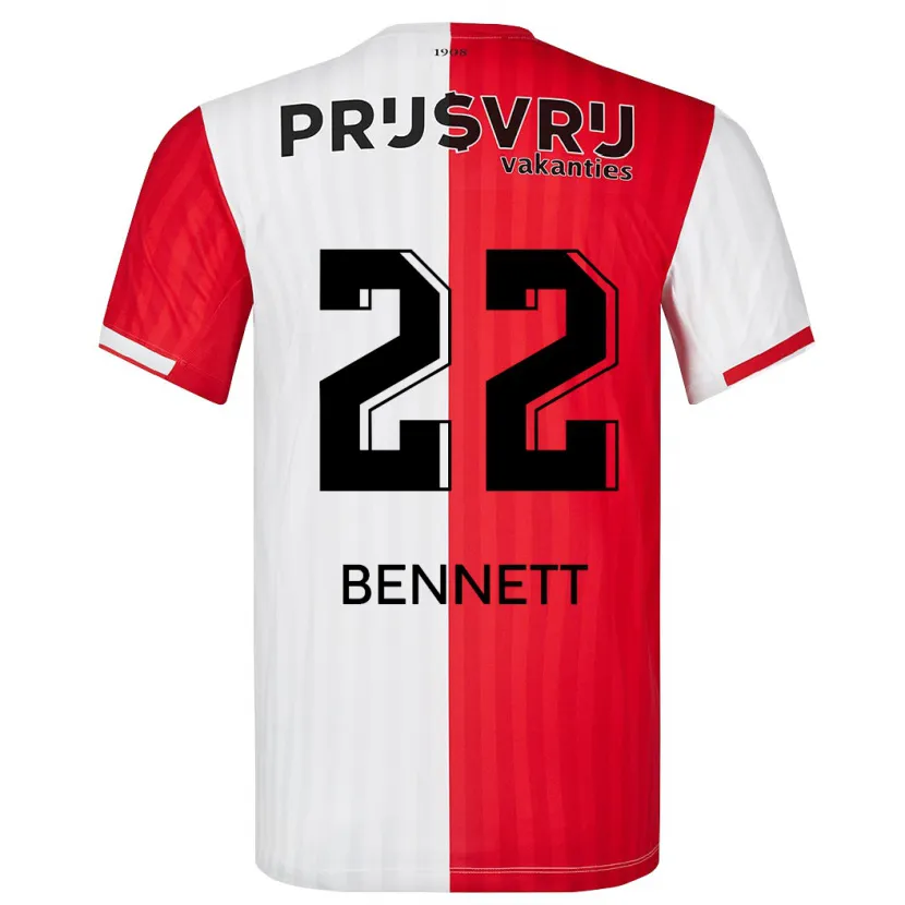 Danxen Niño Camiseta Walter Bennett #22 Rojo Blanco 1ª Equipación 2023/24 La Camisa