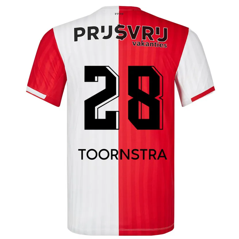 Danxen Niño Camiseta Jens Toornstra #28 Rojo Blanco 1ª Equipación 2023/24 La Camisa