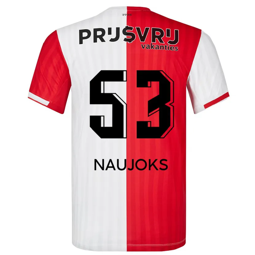 Danxen Niño Camiseta Noah Naujoks #53 Rojo Blanco 1ª Equipación 2023/24 La Camisa