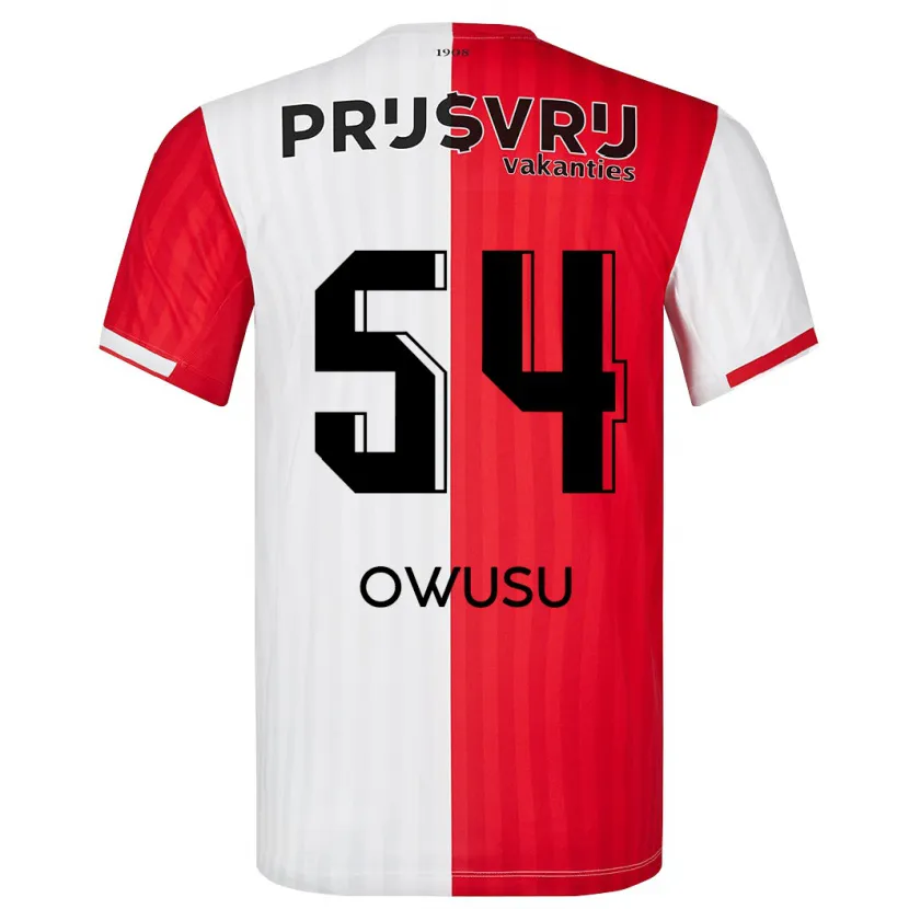 Danxen Niño Camiseta Denzel Owusu #54 Rojo Blanco 1ª Equipación 2023/24 La Camisa