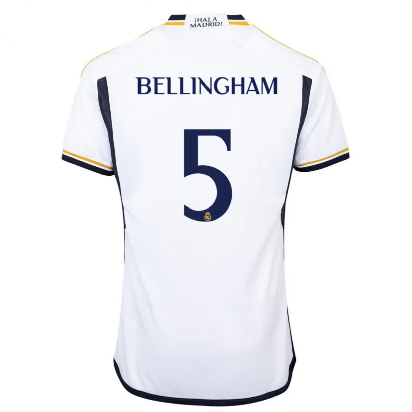 Danxen Niño Camiseta Jude Bellingham #5 Blanco 1ª Equipación 2023/24 La Camisa