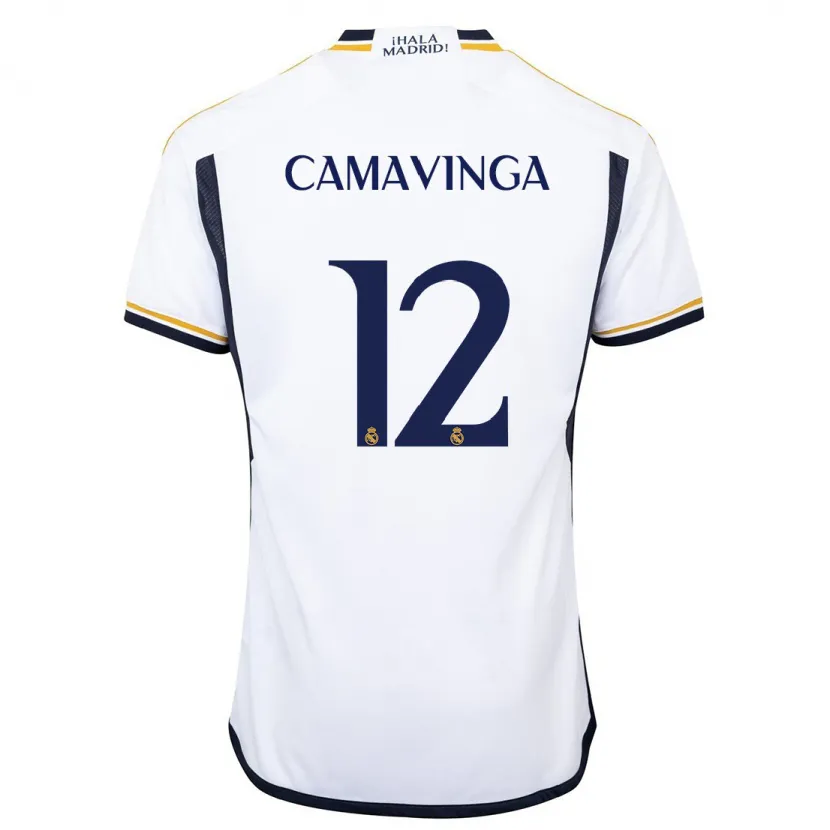 Danxen Niño Camiseta Eduardo Camavinga #12 Blanco 1ª Equipación 2023/24 La Camisa