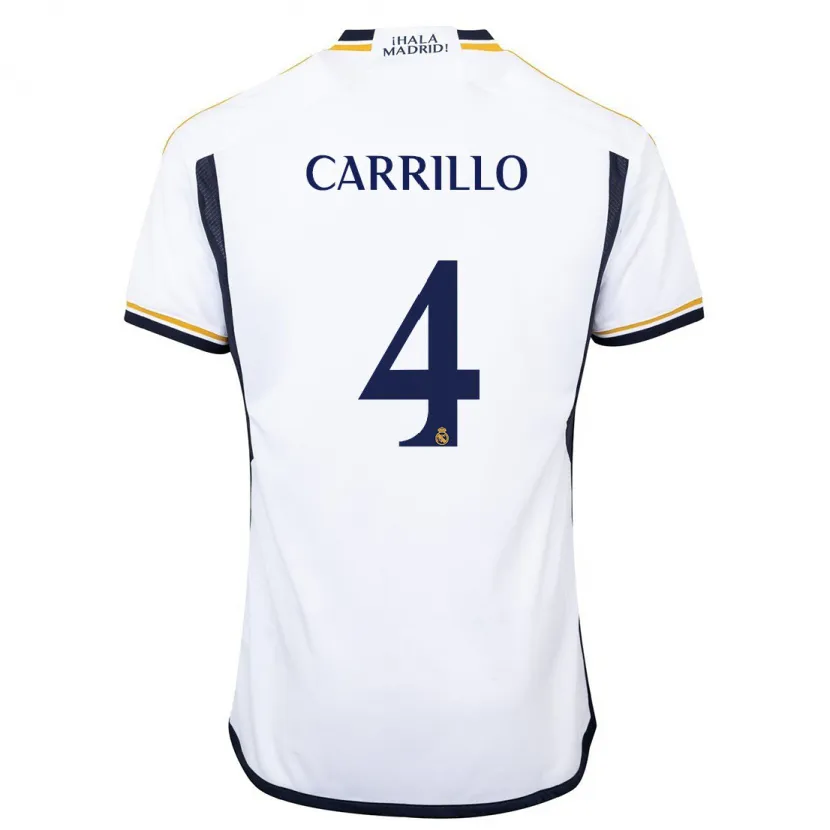 Danxen Niño Camiseta Álvaro Carrillo #4 Blanco 1ª Equipación 2023/24 La Camisa