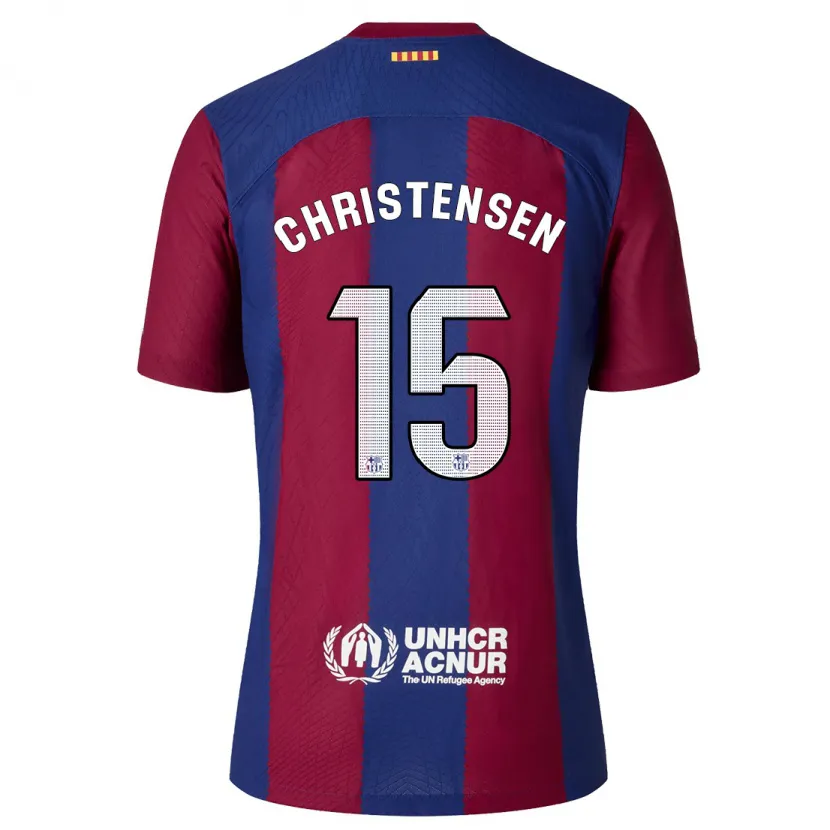 Danxen Niño Camiseta Andreas Christensen #15 Rojo Azul 1ª Equipación 2023/24 La Camisa