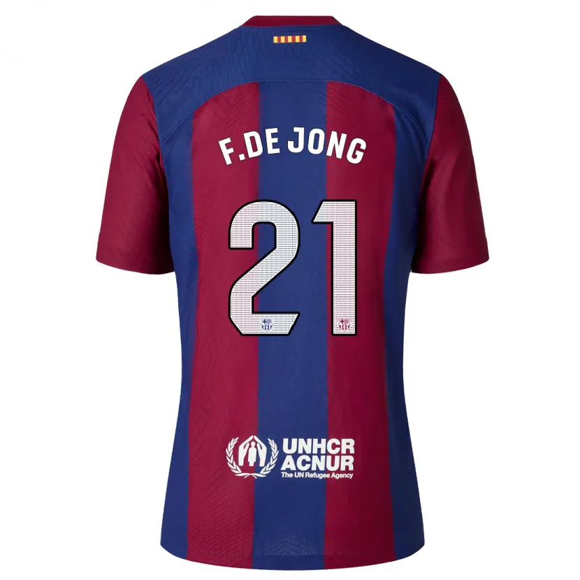 Danxen Niño Camiseta Frenkie De Jong #21 Rojo Azul 1ª Equipación 2023/24 La Camisa