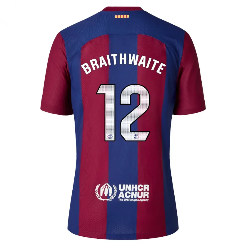 Danxen Niño Camiseta Martin Braithwaite #12 Rojo Azul 1ª Equipación 2023/24 La Camisa