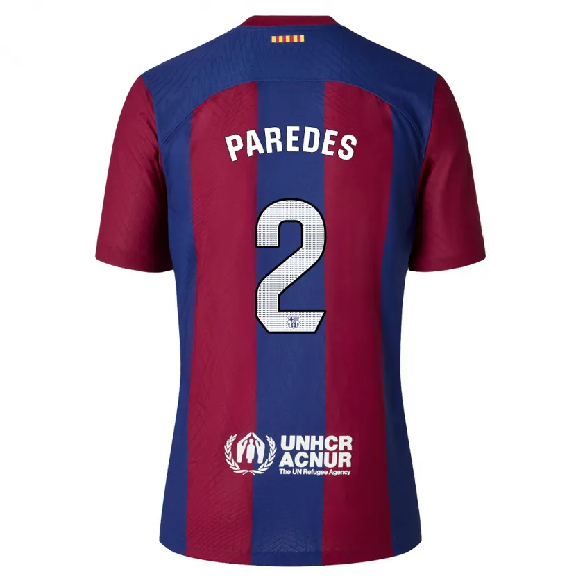 Danxen Niño Camiseta Irene Paredes #2 Rojo Azul 1ª Equipación 2023/24 La Camisa