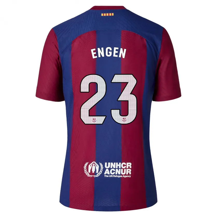 Danxen Niño Camiseta Ingrid Engen #23 Rojo Azul 1ª Equipación 2023/24 La Camisa