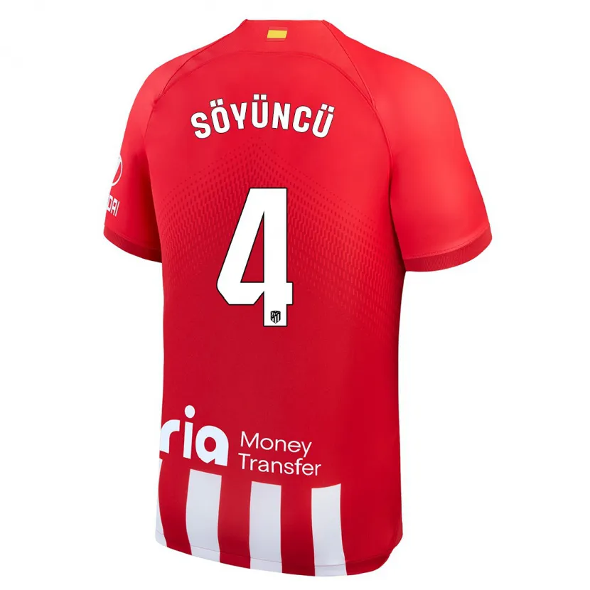 Danxen Niño Camiseta Caglar Söyüncü #4 Rojo Blanco 1ª Equipación 2023/24 La Camisa