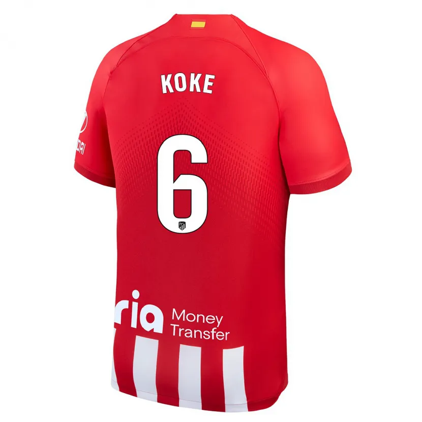 Danxen Niño Camiseta Koke #6 Rojo Blanco 1ª Equipación 2023/24 La Camisa