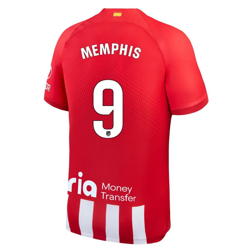 Danxen Niño Camiseta Memphis Depay #9 Rojo Blanco 1ª Equipación 2023/24 La Camisa