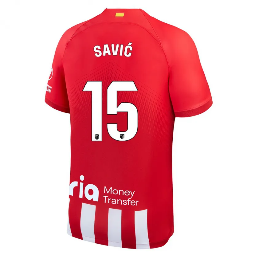 Danxen Niño Camiseta Stefan Savic #15 Rojo Blanco 1ª Equipación 2023/24 La Camisa