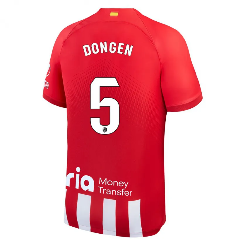 Danxen Niño Camiseta Merel Van Dongen #5 Rojo Blanco 1ª Equipación 2023/24 La Camisa