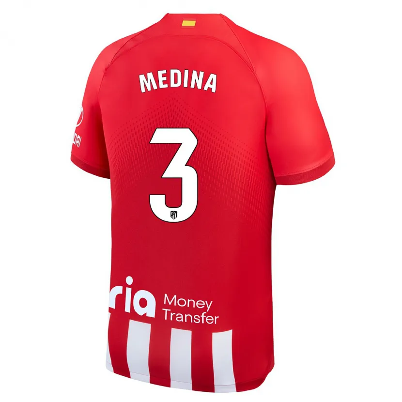 Danxen Niño Camiseta Andrea Medina #3 Rojo Blanco 1ª Equipación 2023/24 La Camisa