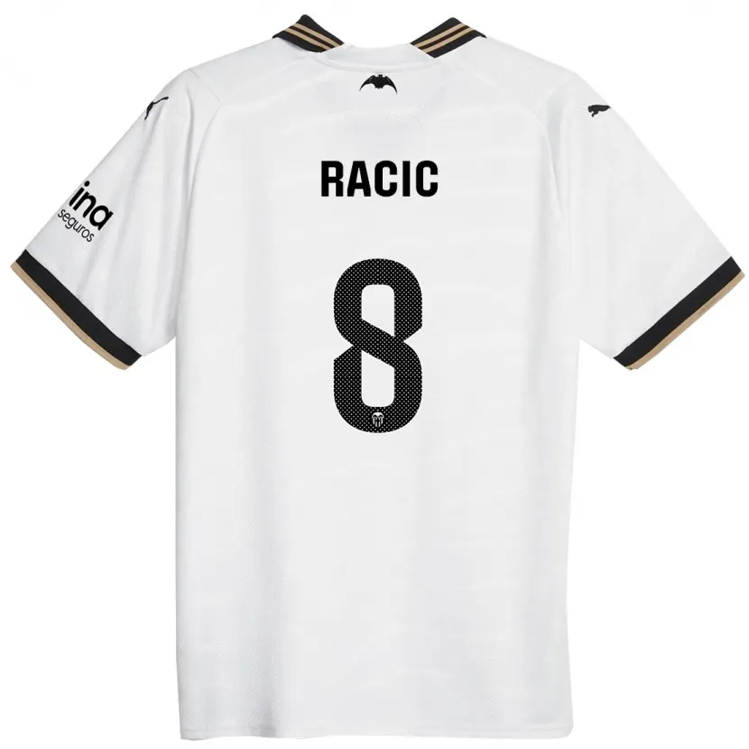 Danxen Niño Camiseta Uros Racic #8 Blanco 1ª Equipación 2023/24 La Camisa