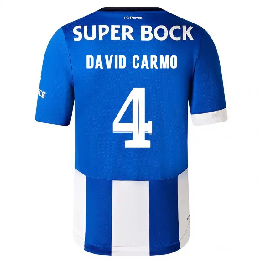 Danxen Niño Camiseta David Carmo #4 Azul Blanco 1ª Equipación 2023/24 La Camisa