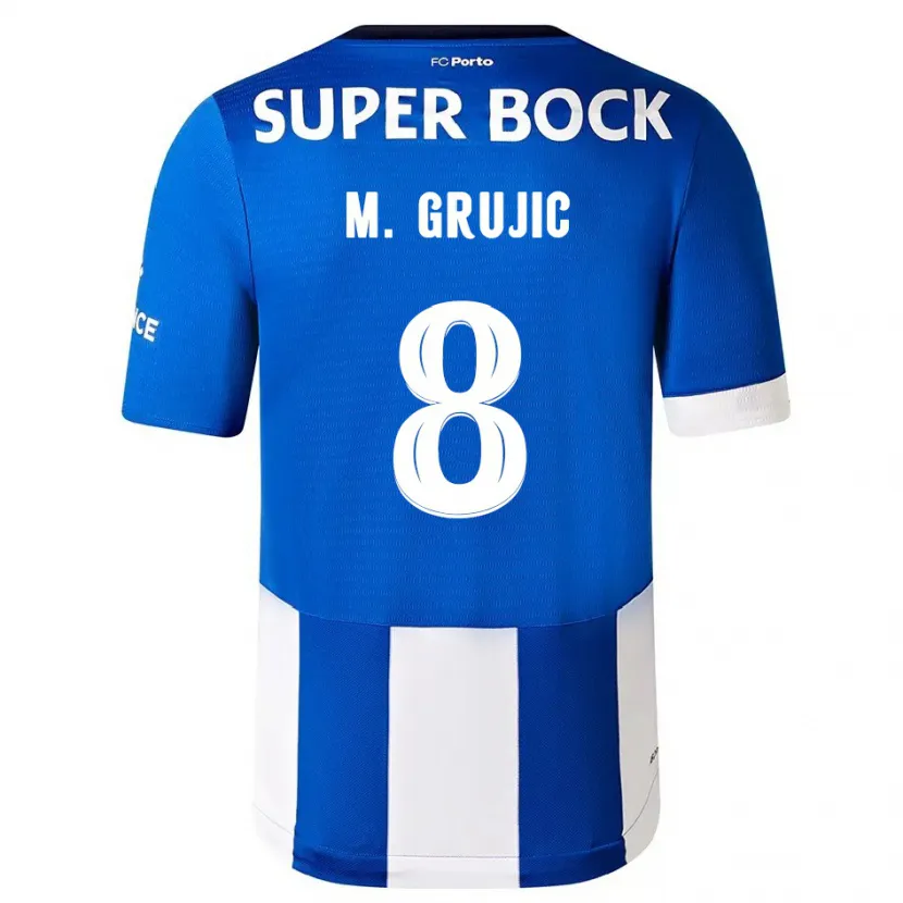 Danxen Niño Camiseta Marko Grujic #8 Azul Blanco 1ª Equipación 2023/24 La Camisa