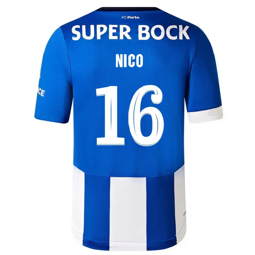 Danxen Niño Camiseta Nico González #16 Azul Blanco 1ª Equipación 2023/24 La Camisa