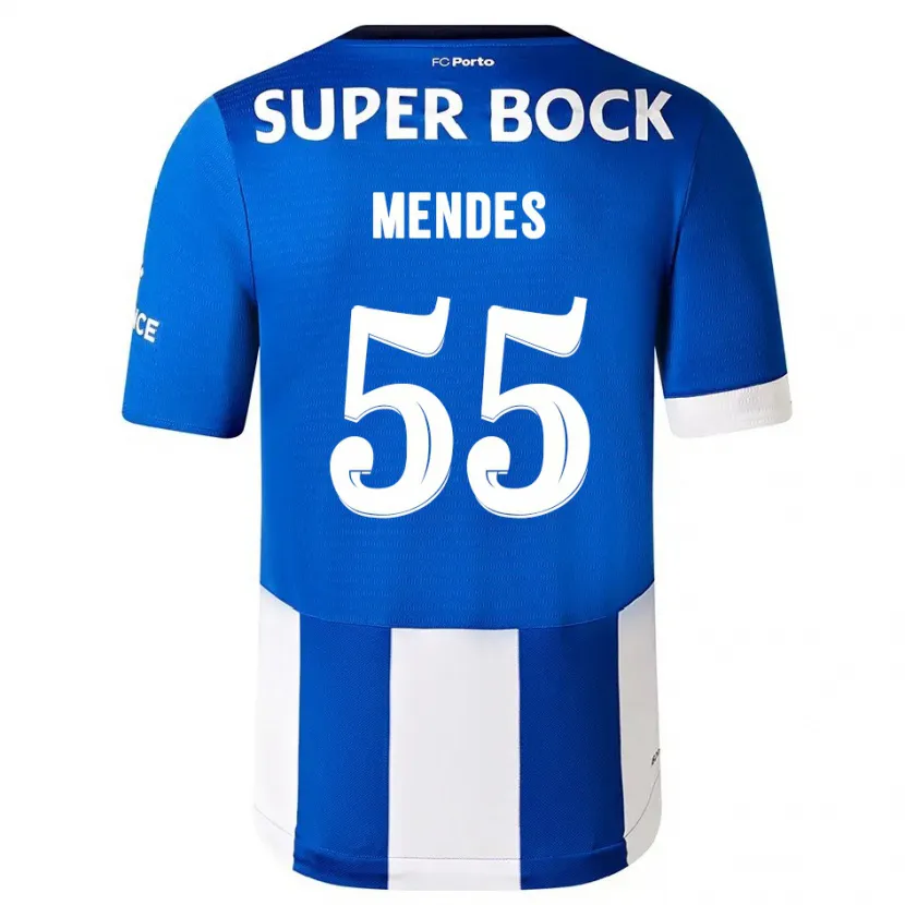 Danxen Niño Camiseta João Mendes #55 Azul Blanco 1ª Equipación 2023/24 La Camisa