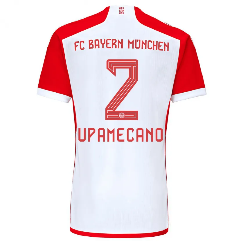 Danxen Niño Camiseta Dayot Upamecano #2 Rojo Blanco 1ª Equipación 2023/24 La Camisa