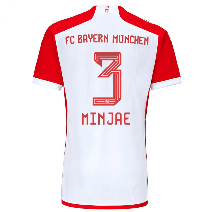 Danxen Niño Camiseta Min-Jae Kim #3 Rojo Blanco 1ª Equipación 2023/24 La Camisa