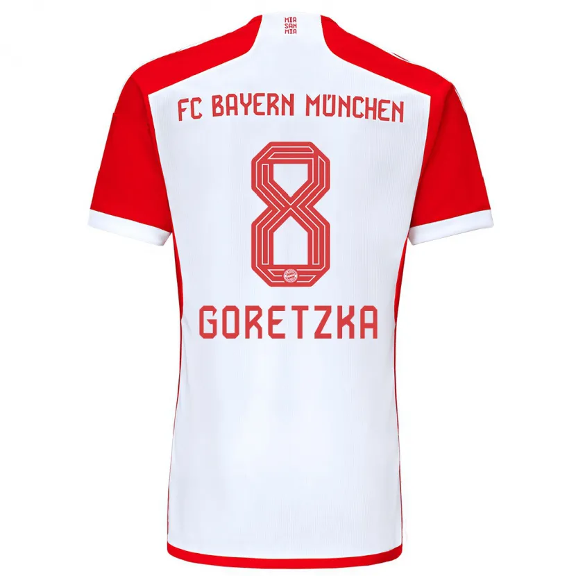 Danxen Niño Camiseta Leon Goretzka #8 Rojo Blanco 1ª Equipación 2023/24 La Camisa