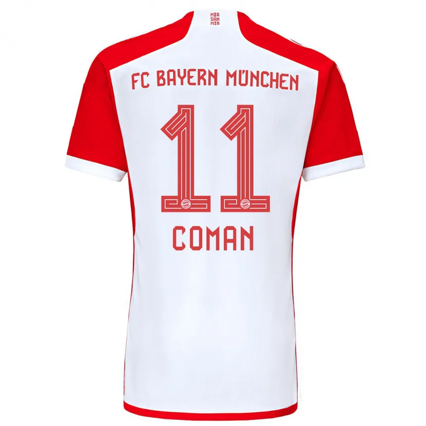 Danxen Niño Camiseta Kingsley Coman #11 Rojo Blanco 1ª Equipación 2023/24 La Camisa