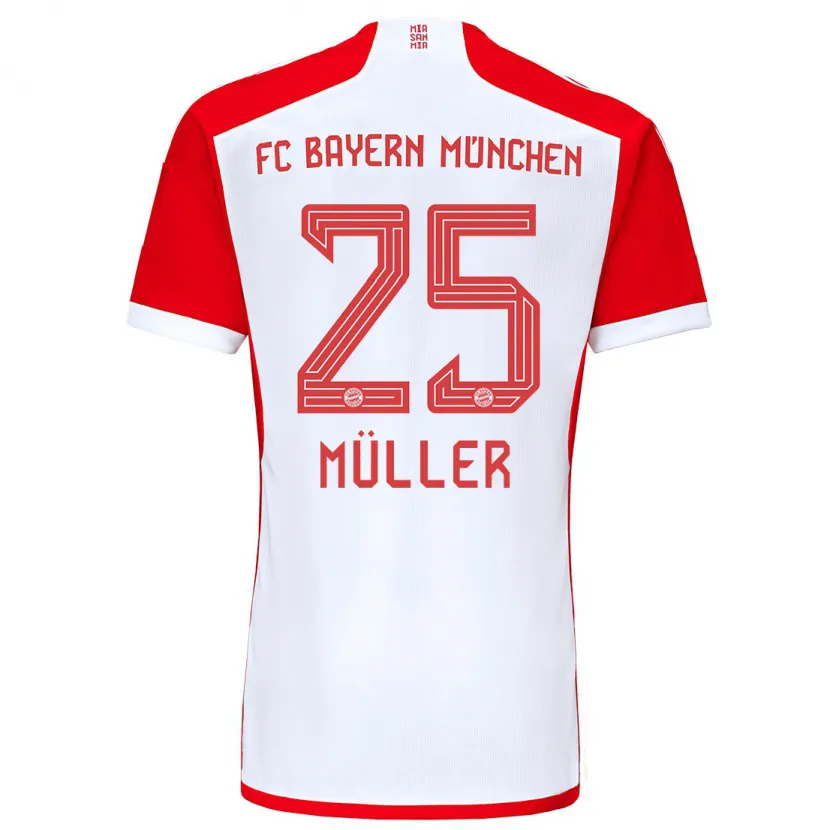 Danxen Niño Camiseta Thomas Müller #25 Rojo Blanco 1ª Equipación 2023/24 La Camisa