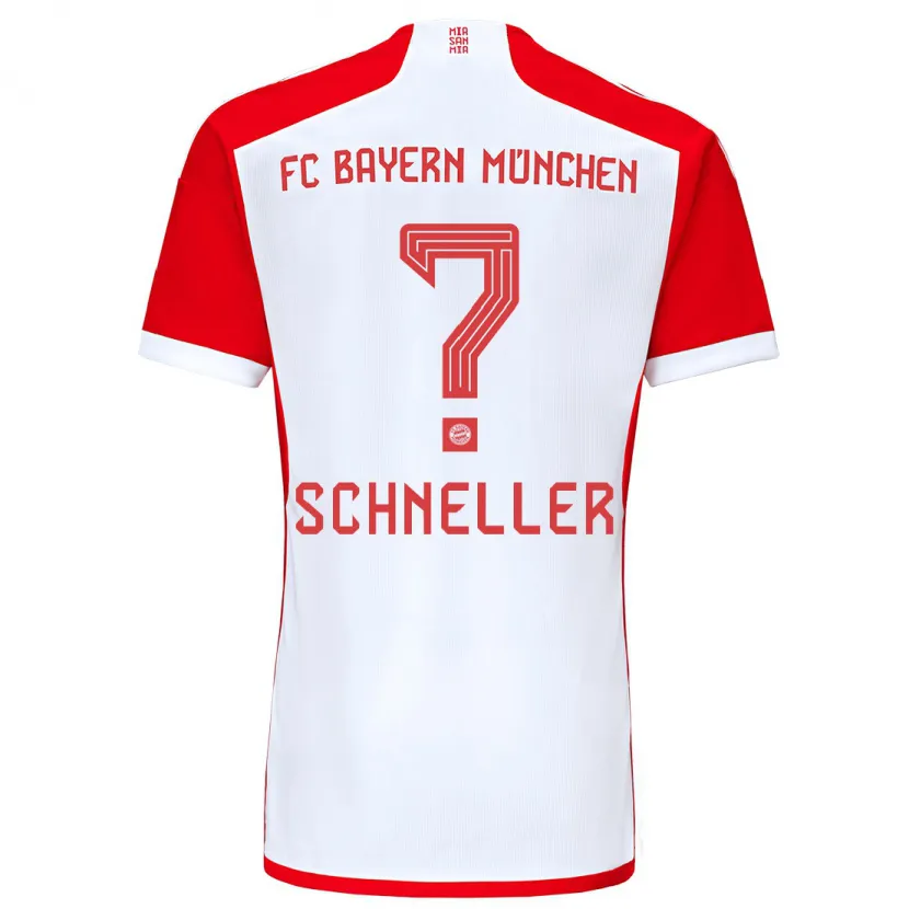 Danxen Niño Camiseta Lukas Schneller #0 Rojo Blanco 1ª Equipación 2023/24 La Camisa