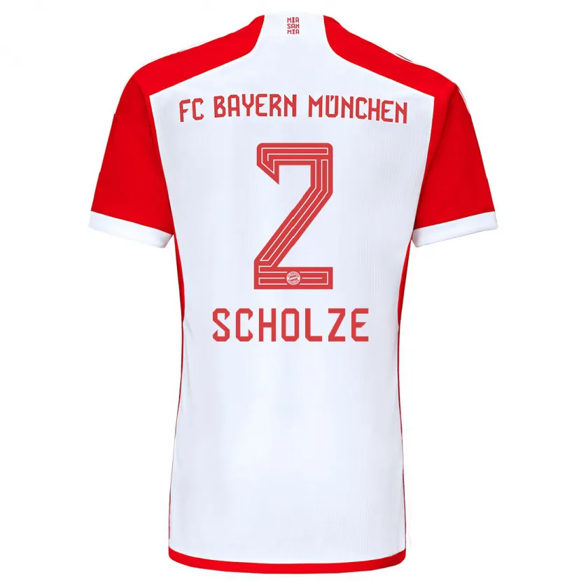 Danxen Niño Camiseta Max Scholze #2 Rojo Blanco 1ª Equipación 2023/24 La Camisa