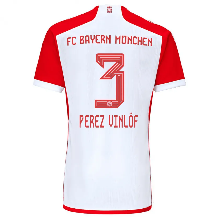 Danxen Niño Camiseta Matteo Perez Vinlöf #3 Rojo Blanco 1ª Equipación 2023/24 La Camisa