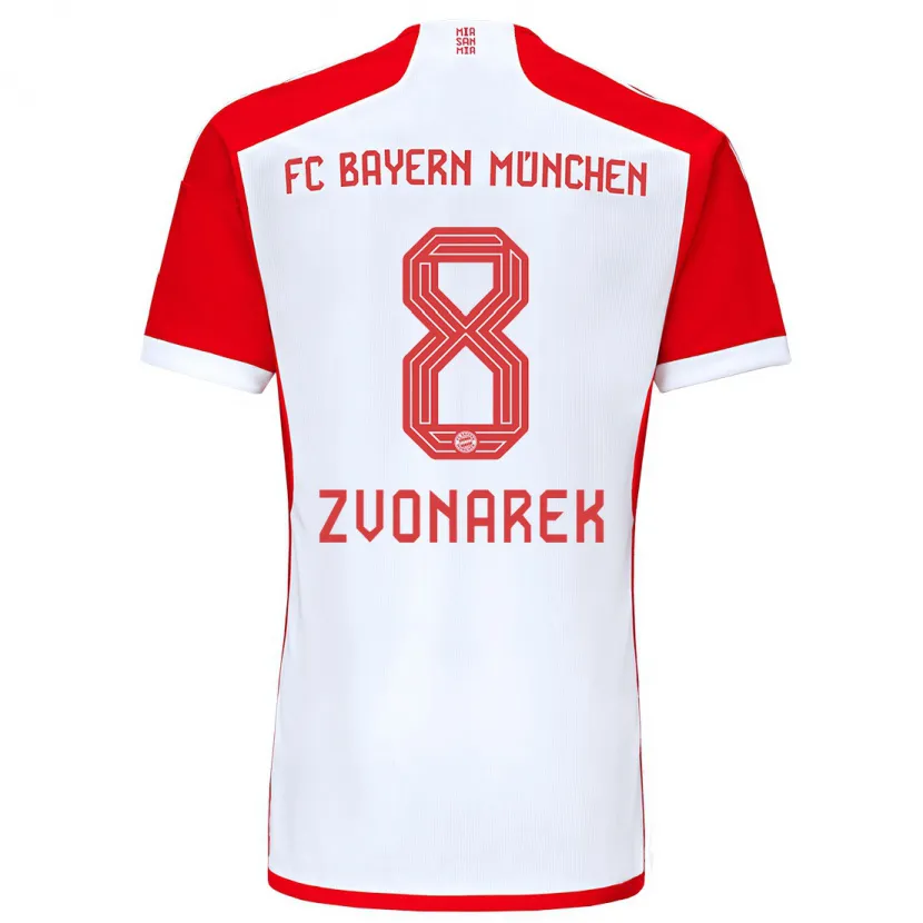 Danxen Niño Camiseta Lovro Zvonarek #8 Rojo Blanco 1ª Equipación 2023/24 La Camisa