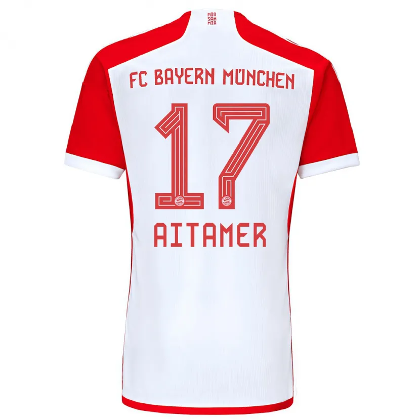 Danxen Niño Camiseta Younes Aitamer #17 Rojo Blanco 1ª Equipación 2023/24 La Camisa