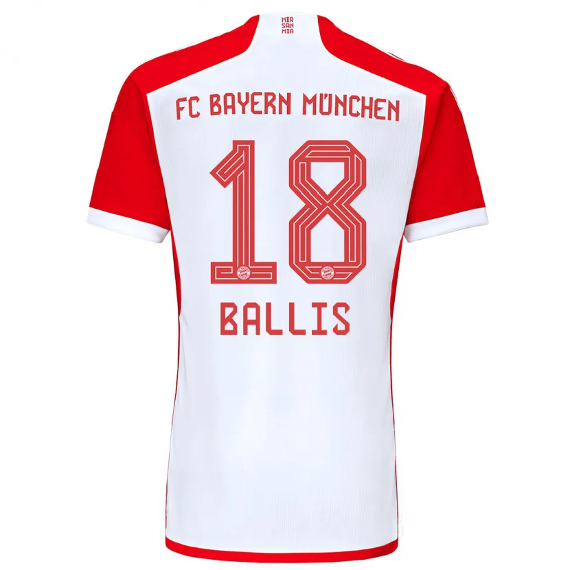 Danxen Niño Camiseta Benjamin Ballis #18 Rojo Blanco 1ª Equipación 2023/24 La Camisa