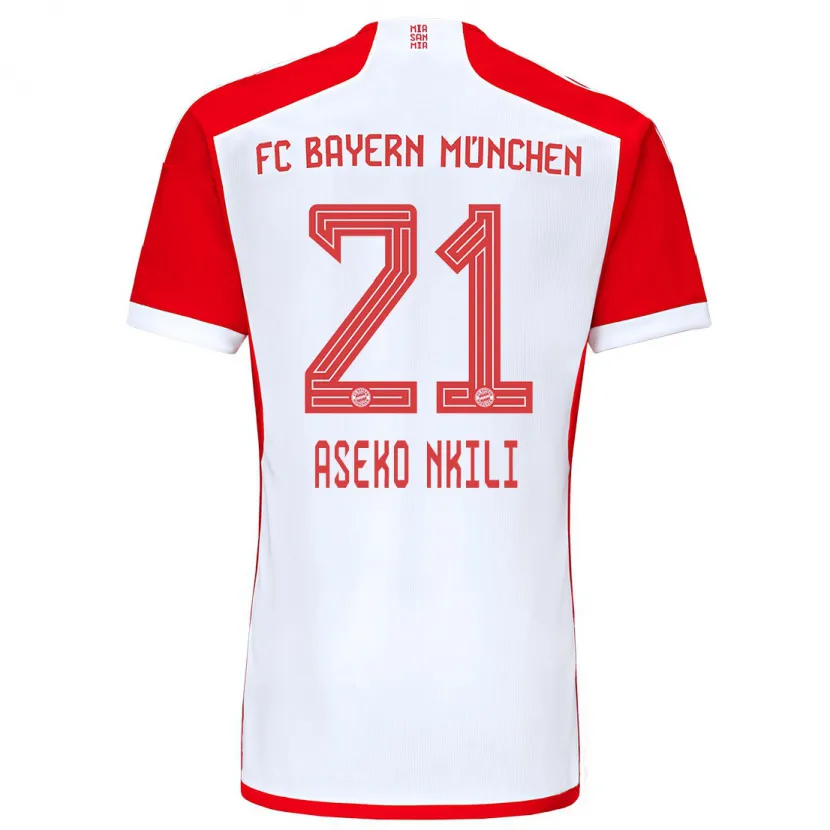 Danxen Niño Camiseta Noel Aseko Nkili #21 Rojo Blanco 1ª Equipación 2023/24 La Camisa