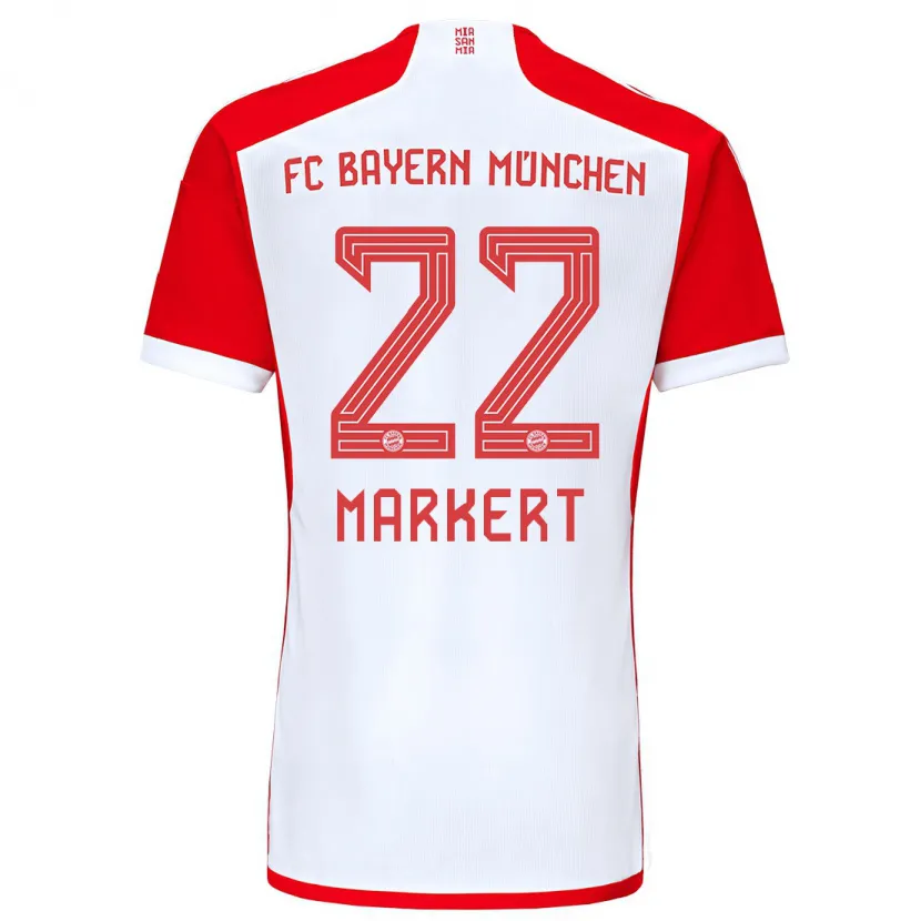 Danxen Niño Camiseta Leon Markert #22 Rojo Blanco 1ª Equipación 2023/24 La Camisa