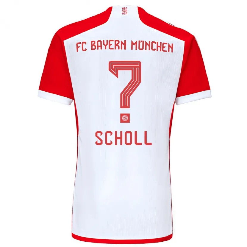 Danxen Niño Camiseta Paul Scholl #0 Rojo Blanco 1ª Equipación 2023/24 La Camisa