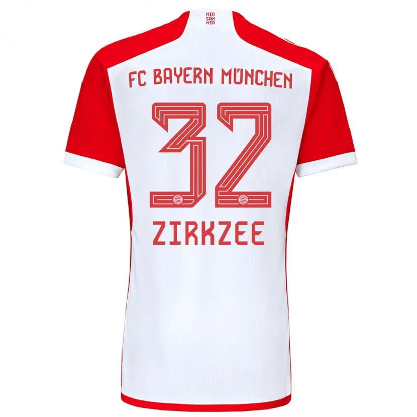 Danxen Niño Camiseta Joshua Zirkzee #32 Rojo Blanco 1ª Equipación 2023/24 La Camisa